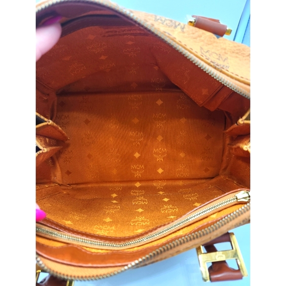 ✨️EUC MCM Cognac Monogram Visetos Boston Hand Bag ✨️ - Picture 15 of 16